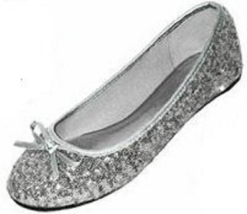 Shoes8teen Women's Sequins Ballerina Ballet Flats Shoes 2001 Silver Sequins UK 5/6