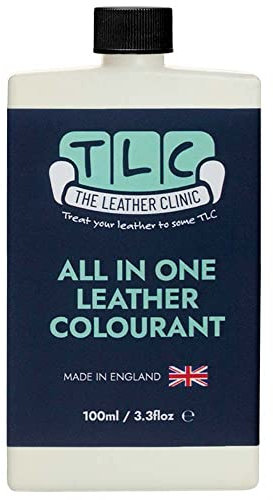 The Leather Clinic All in One Leather Colourant | Self Seal Leather Dye Repair Paint | Recolour Furniture, Sofas, Car Seats (Light Cream, 100ml)
