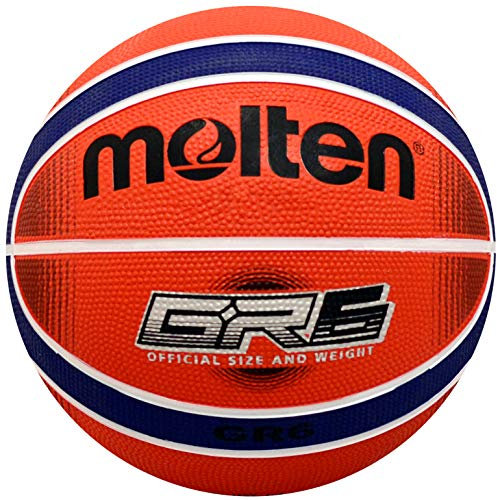 Molten Premium Gummi-Basketball mit 12 Paneelen, Rot/Blau, Größe 6