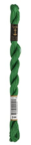 Anchor Perlgarn Stärke 5 4585000-00244 farngrün Stickgarn, 100 % Baumwolle, 5g Strängchen