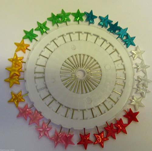 Plastic Headed Extra Long Pins - Assorted Colours - Stars