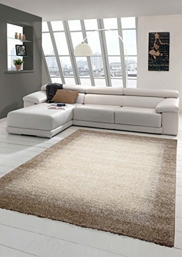 Designer Teppich Moderner Wohnzimmer Kurzflor Barock Design Meliert Mit Bordüre in Braun Beige Creme - Größe 160x230 cm