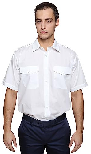 Mirabella Health & Beauty Men's Pilot Shirt Short Sleeve White 16.5''