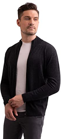 CASH-MERE.CH 100% Kaschmir Herren Pullover Cardigan mit Reißverschluss | Strickjacke mit Reißverschluss 2-fädig