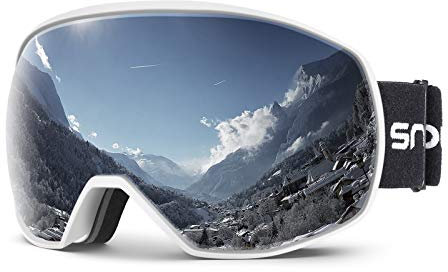 Skibrille Damen und Herren Snowboardbrille Doppel-Objektiv OTG UV400 Schutz Anti-Beschlag Winddicht Ski Schutzbrille Helmkompatibel für Skifahren Motorrad Fahrrad Skaten