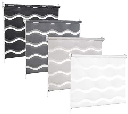 KSHANDEL24 DOPPELROLLO DUOROLLO Welle MIT 3D Effekt Weiss SCHWARZ GRAU Grafit FENSTERROLLO (Grafit, 35x150 cm)
