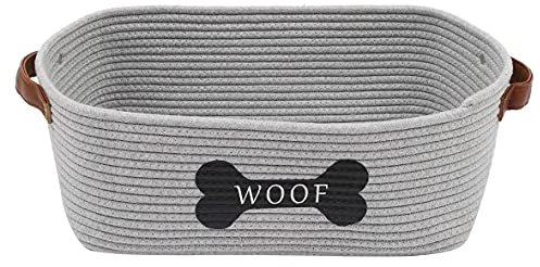 Morezi Storage basket for pet toys, basket made of cotton rope, puppy bed. Suitable for storing pet supplies such as chew toys, dog clothes, grey