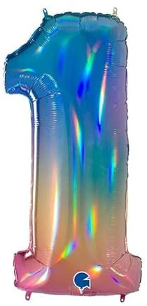 XXL Riesen Zahlen Folienballon 102 cm (40) holografisch 3D Effekt – Perfekte Deko für Geburtstage, Jubiläen & Feiern – Happy Birthday Party-Highlight - für Helium und Luft! (Bunt, 1)