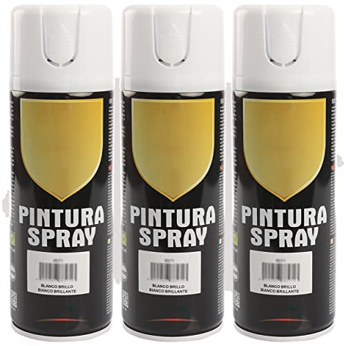 H HANSEL HOME Pintura Spray Blanco Brillo 400 Ml - Pack de 3 Unidades
