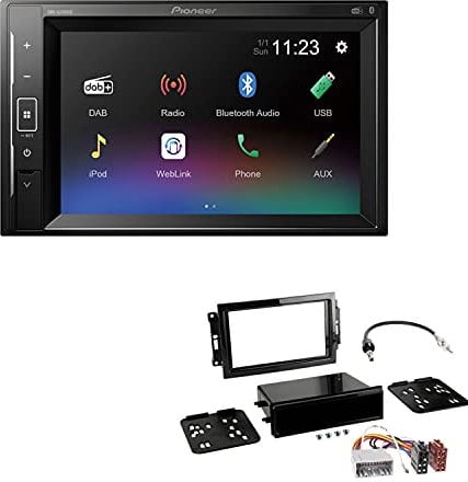 Pioneer DMH-A240DAB 2-DIN Autoradio Bluetooth DAB USB passend für Chrysler 300C 2004-2007 schwarz