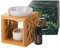 La Madera Bamboo Wooden Oil Burner Wax Melt Burner Oil Diffuser with Ceramic Candle Holder and 10 ml Bottle of 100% Pure Sandalwood Oil (White)
