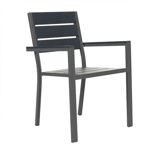 Home Deluxe - stapelbarer Gartenstuhl Madera - BxTxH: 56,6 x 57,5 x 85 cm - Stückzahl: 4 - Gestell: anthrazit, Sitzfläche: hellgrau I Campingstuhl Balkonstuhl Terrassenstuhl