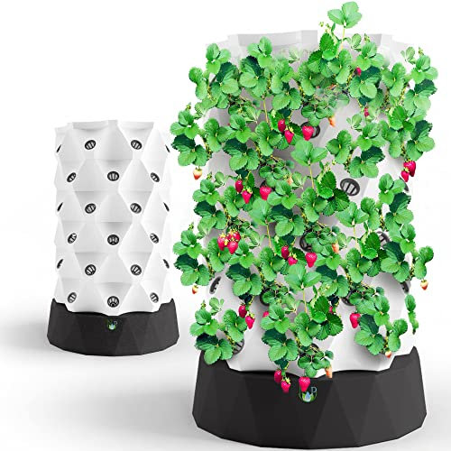 Nutrabinns Hydroponic Systems | Aeroponics Tower Garden with LED Grow Lights - Hydroponics Growing System for Fresh Herb Garden, Fruits & Vegetables (48 Sites)