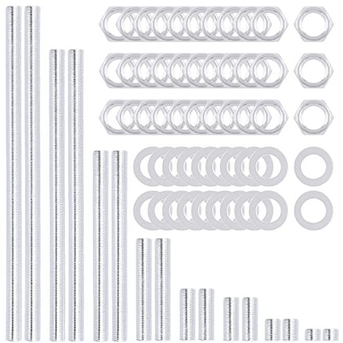 Mardatt 160-teiliges verzinktes Lampen-Reparatur-Set mit 64 Unterlegscheiben, 64 Muttern, 32 Gewinde-Lampenstangen, Lampen-Rohr-Lampenstangen, Zubehör für Zuhause