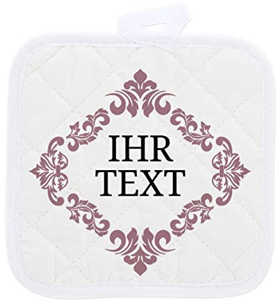 stempel-fabrik – personalisierbare Topflappen mit Wunschtext – Motiv Ornament – 2er Set – Ideal geeignet zum Backen und Kochen – perfekte Geschenkidee zum Umzug, Geburtstag & für Köche