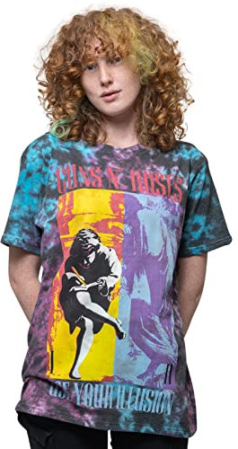 Guns N Roses T Shirt Use Your Illusion Logo Official Unisex Dye Wash Blue L