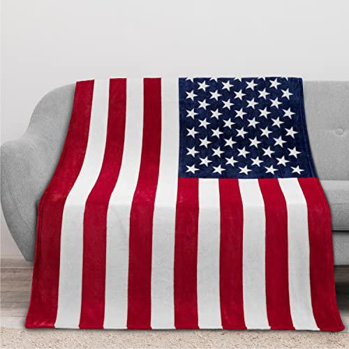PAVILIA Patriotische Decke mit US-Flagge, amerikanische Nationalflagge, Überwurfdecke für Sofa, Couch, Bett, weiches Mikrofaser-Fleece, wendbar, USA-Militär-Veteranen, 127,7 x 152,4 cm, US-Flagge