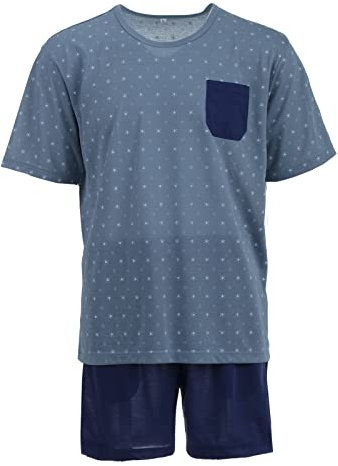 Lucky Herren Pyjama Set 2 TLG. Shorty, Farbe:graublau, Größe:L