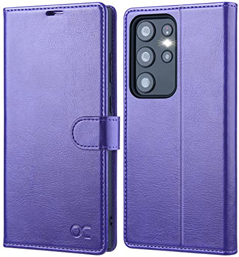 OCASE Coque Samsung Galaxy S23 Ultra, Antichoc TPU Housse Samsung S23 Ultra 5G Cuir PU Portefeuille Etui [RFID Blocage] [Fentes pour Cartes] Coque pour Galaxy S23 Ultra (6,8 Pouces) - Violet