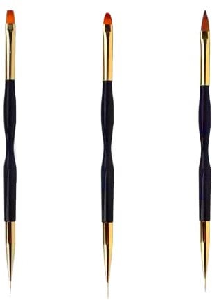 Nail Art Liner Brushes, 3 Pcs Dual end Nail Art Pen Brush, Gel Nail Brush, Nail Art Painting Pen Brush Set, for UV Gel Nail, DIY Nail Art