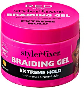 Red by Kiss Braiding Gel Extreme Hold Styler Fixer for Box Braids & Cornrows, Hydrating, Conditioning, Long-Lasting Frizz Control, 4C Moisturizing, Nourishing High Shine (6 fl. oz.)