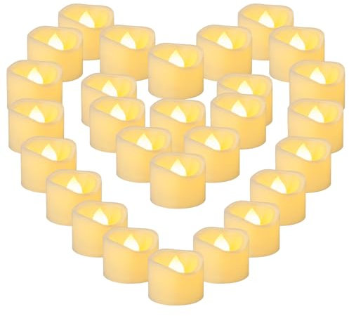 Yakpo 36 Pack 3.8cm x 3cm Tea Light Candles Battery Operated, Flameless Flickering LED Tealight Fake Votive Candles, Flicker Electric tealights Bulk for Wedding Halloween Christmas Party Decorations