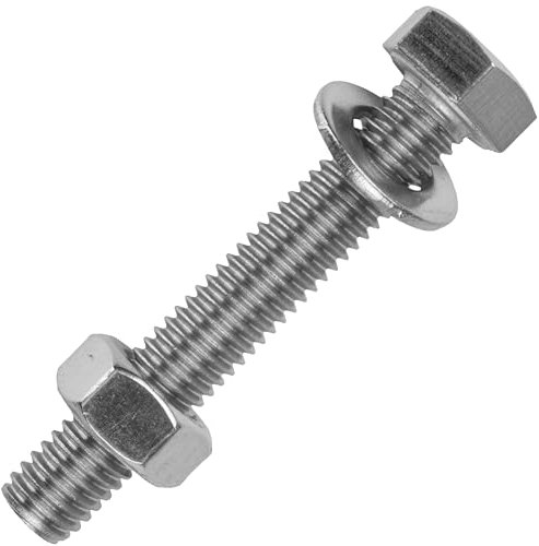 Sechskantschrauben M12x120 mm inkl. Sechskantmuttern & Unterlegscheiben M12 aus Edelstahl A2 (10 Stück) | Maschinenschrauben - Edelstahlmuttern - Beilagscheiben von MESAROS®