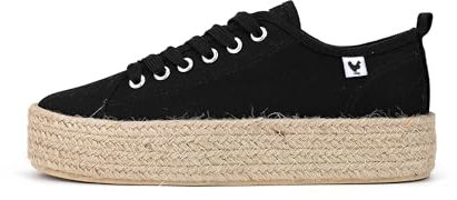 WALK IN PITAS | Tina | Alpargata de Mujer | Mocasines de Mujer | Zapatillas de Verano | Zapatos de Mujer Casuales y Cómodos | Zapatos de PITAS para Mujer | Negro 39