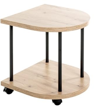 HAKU Beistelltisch auf Rollen Eiche hell schwarz MDF Metall Servierwagen rollbar - Maße: B 40 x H 45 x T 40 cm Style: Modern