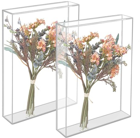 2er 3D Bilderrahmen Aus Acryl,3D Bilderrahmen Tiefer Objektrahmen, Transparenter Acryl-Fotorahmen für Blumensträuße Fotos Medaillen 21 x 16 x 3,9CM