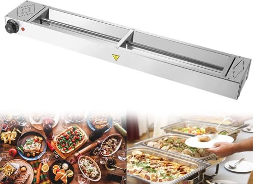 Wärmelampe Küche, Edelstahl Infrarot Speisenwärmer Lampe mit Lüftungsschlitze, Hängend Lebensmittel Wärmelampe für Buffet Barbecue, 30-85℃ Temperatur Einstellbar Wärmelampe für Essen(Size:6