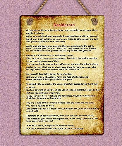Desiderata-Poster, Metallschild, Desiderata-Gedicht, Metallblechschild zum Aufhängen, Vintage-Grunge-Stil, Eisenplakette, Zuhause, Schlafzimmer, Büro, Kunst, Wanddekoration, 30,5 x 40,6 cm