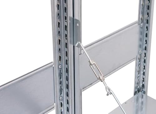 qpool24 Anbauregal, Doppelregal, Fachbodenregal Stecksysem MULTIplus250, 3000 x 1000 x (2x300) mm (HxBxT), 2x7 Fachböden, Kreuzstrebe, verzinkt