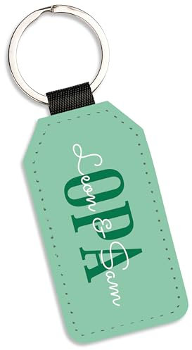 True Statements Schlüsselanhänger personalisiert „OPA“ - mit Enkel-Kinder Namen selbst gestalten - Geschenk-Idee Vatertag Geburtstag Weihnachten - mit Schlüsselring – Kunstleder (Grün)