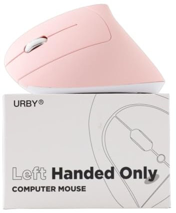 Left Handed Mouse Wireless, Ergonomic, Vertical. Also As Left Handed Gaming Mouse. Compatible with Windows/macOS, Laptop, PC. [Type C & USB] [Battery Included] Pink