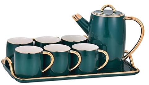 SLMSMSH Kalter Wasserkocher Nachmittagstee-Set, einfaches Zuhause, Hotel, kalter Wasserkocher, Keramik-Kaffeetasse und Untertassen-Set Wasserkrug-Set für heißes/kaltes Wasser
