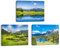 Piy Painting Leinwand Bilder Natur Landschaftsbild Bergkette, Dschungel, Seen, 3Stück Wandbilder mit Meerblick, Berge Kunstdrucke Bild auf Leinwand mit Innenrahmen für Küche Büro Wohnzimmer 40x30cm