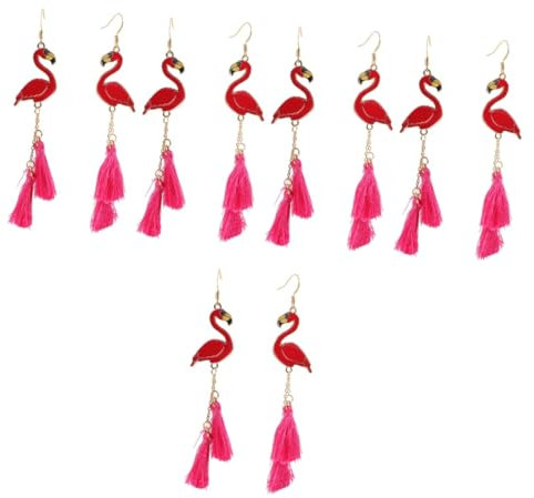 TENDYCOCO 5 Pares Pendientes De Flamenco Pendientes Para De Chicas Adolescentes Colgantes De Flamencos De Chicas De Moda Joyería Del Oído Rojo