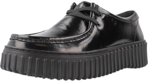 CLARKS TORHILLBEE schwarzer Lackleder-Schnürsenkel-Mokassin für Damen 39