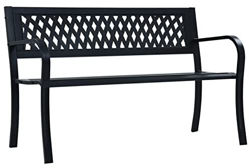 Bank Gartensitzbank,Runde Gartenbank,Eisen Parkbank,Gartenbank 125cm Schwarz Stahl