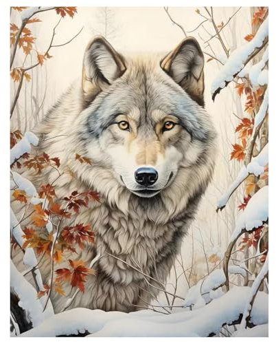 Diamond Painting Loup Peinture Diamant Adulte DIY Peinture Broderie Diamant Painting Kit Complet Pour Décoration Murale 30x40cm