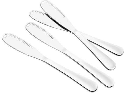 Butter Spreader Knife 4 Pcs Stainless Steel Butter Knife with Holes, 3 in 1