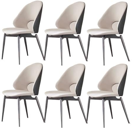 SPXMQSS Esszimmerstühle Drehbar 360°, Polsterstuhl Esszimmer mit Rückenlehne, Lederoptik Esszimmer Stühle mit Metallbeine Ergonomische Lehne für Esszimmer, Küche, Wohnzimmer Beige 6