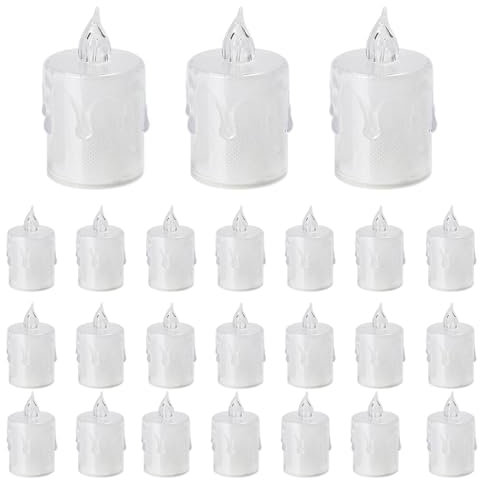 Genérico Velas LED sin llama, Vela con pilas | Luz de té de LED | 24 velas pequeñas LED intermitentes con pilas, adecuadas para bodas, mesas de comedor, decoración del hogar