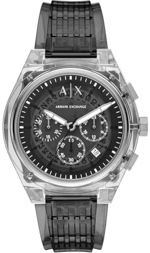 Armani Exchange Watch for Men, Chronograph Movement and 46mm Case Size with Stainless Steel, Leather or Silicone Strap
