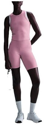 Nike One FZ6758-699 Biker-Shorts für Damen, hohe Taille, 20,3 cm, mit Taschen, Elemental Pink/Schwarz