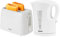 Geepas Electric Kettle & 2 Slice Bread Toaster Kitchen Combo Set | 2200W 1.7L Cordless Jug Kettle Boil Dry Protection & Auto Shut Off | 650W 6 Level with Browning Control & Crumb Tray | White