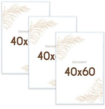 Wackadoo Bilderrahmen 40x60 Weiß 3er Set Fotowand Fotorahmen aus leichtem Kunststoff mit Glas Picture frame Poster