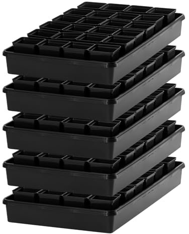 Pullmer 24x Anzuchttöpfe eckig mit Untersetzer, Pflanztöpfe für Stecklinge & Samenanzucht, mit Tablett, Shuttle-Trageschalen (Anzuchttöpfe 7x7 + Untersetzer; 5 Pack)