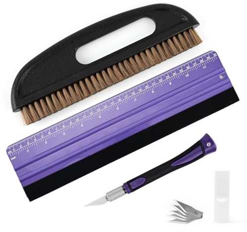 EHDIS 3-teilig Tapezierwerkzeug, inklusive Tapezierbürste, Rakel Tapezieren, Schneidwerkzeug, Tapezierset, Tapetenglättungs Werkzeug, für Klebekontakt, Tapeten, Fensterfolie, Lila